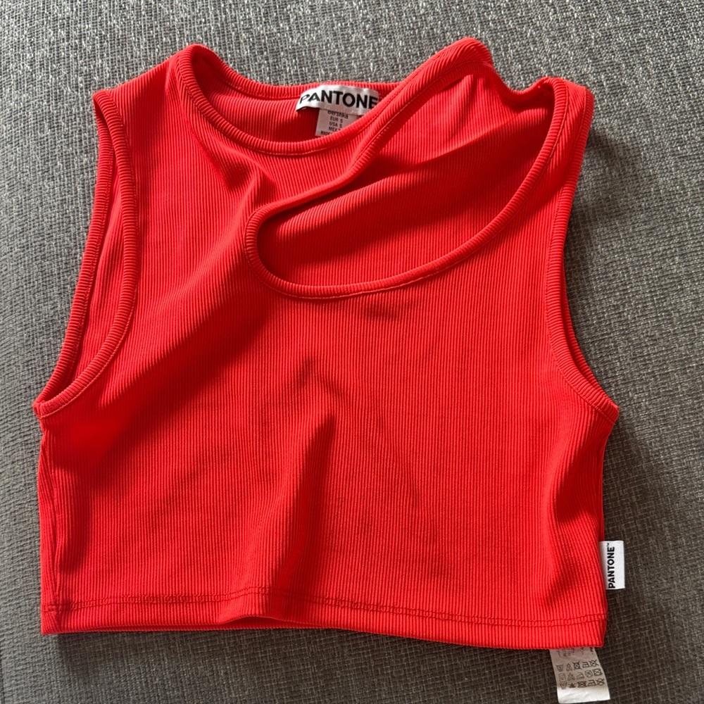 Pantone Red Sleeveless Crop Top